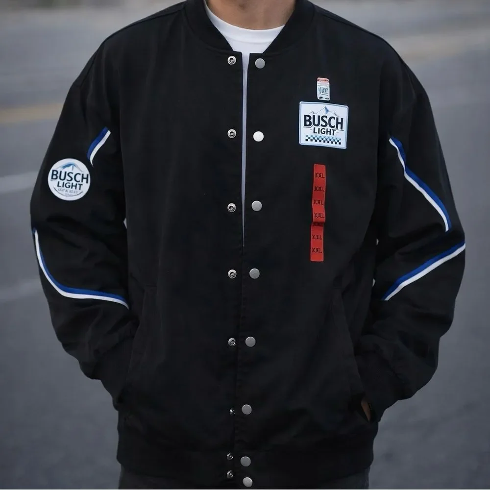 Busch Light Black Varsity Jacket • Vintage Beer Racing